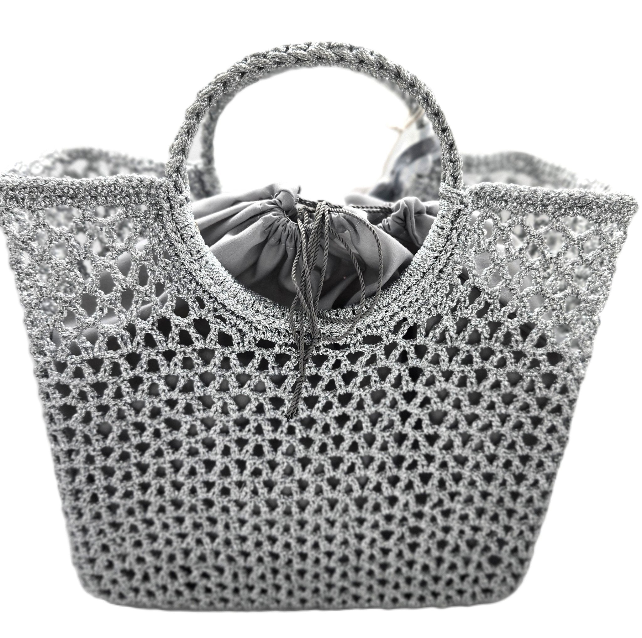 Silver metallic summer basket, Ceannis, detail