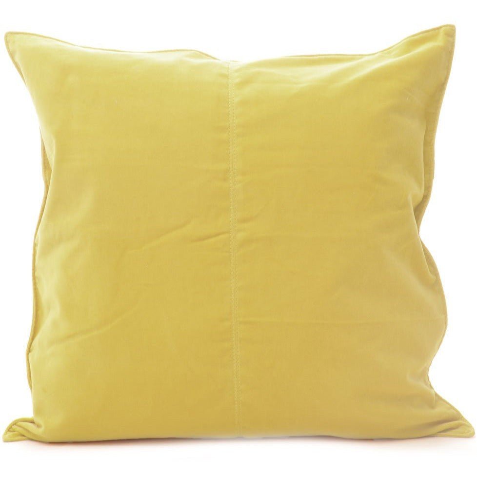 Lemon cotton velvet cushion cover, 50 x 50cm, concealed back zip