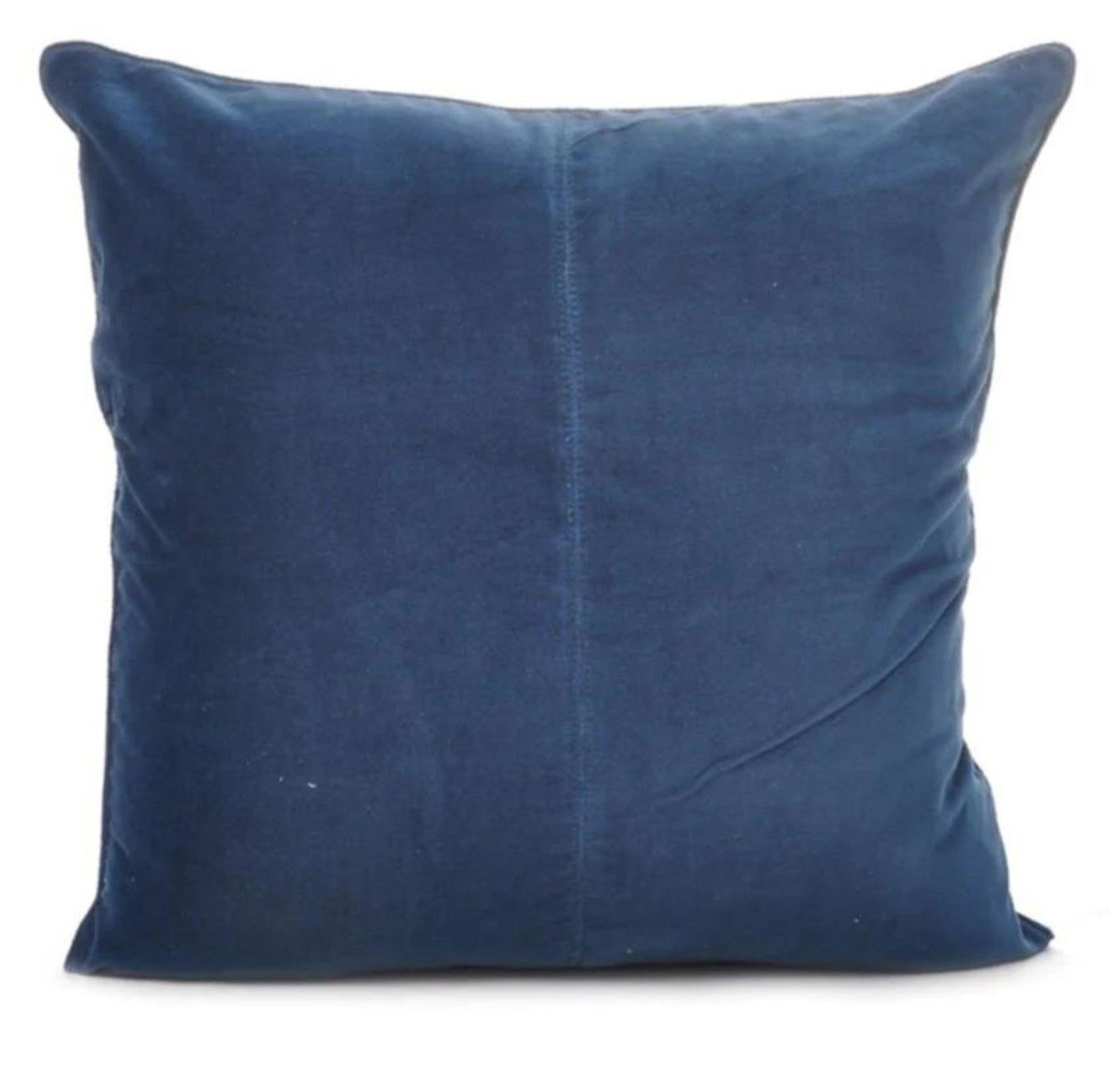 Navy blue cotton velvet cushion cover, 50 x 50cm, concealed back zip