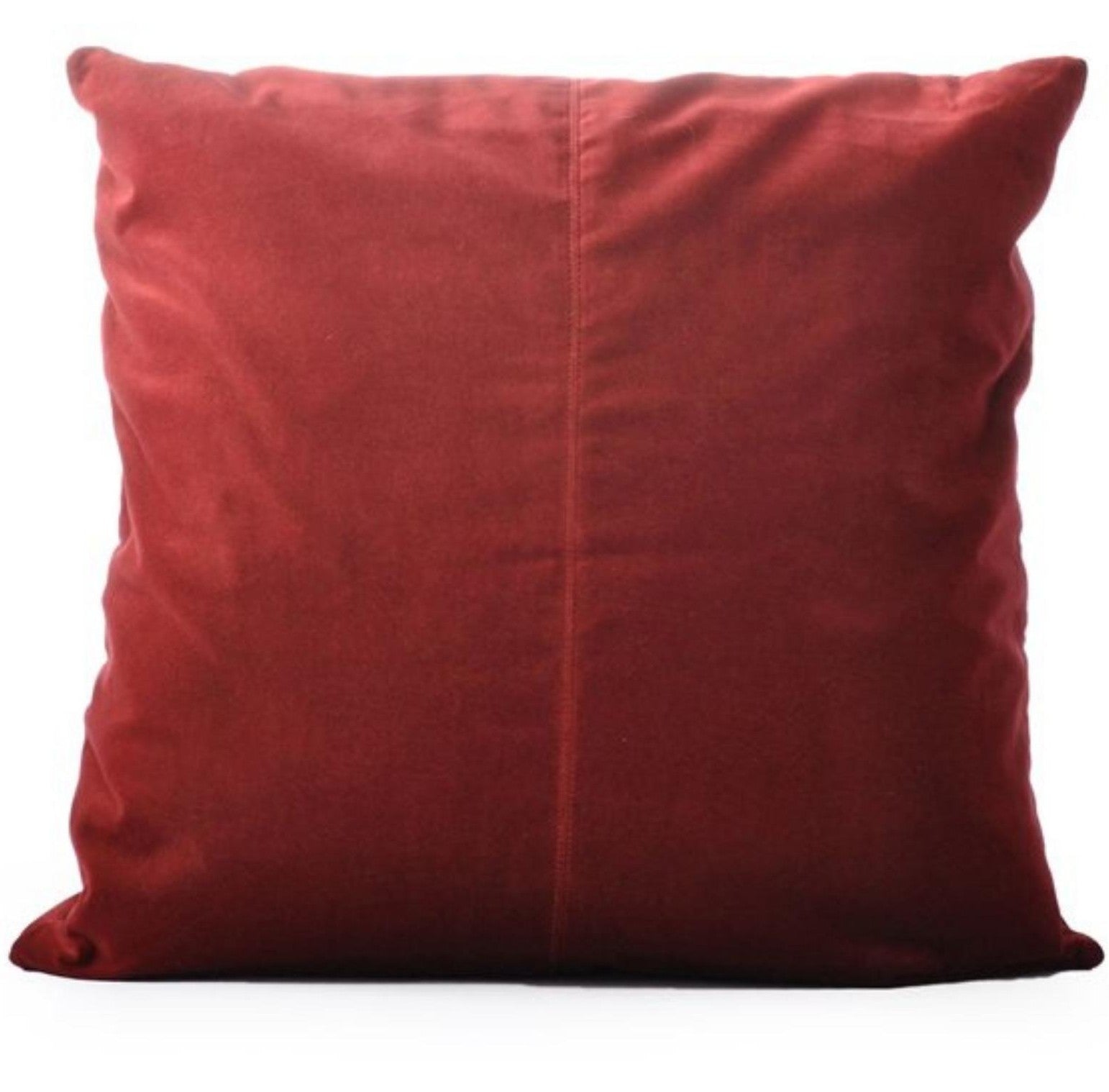 Red velvet cushion cover, soft cotton, flat view