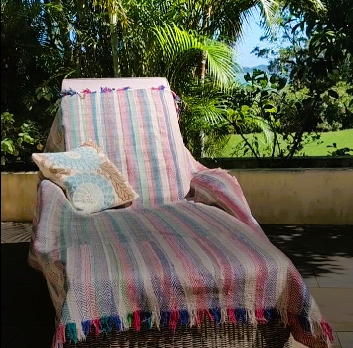Vintage kantha quilt, running stitch detail