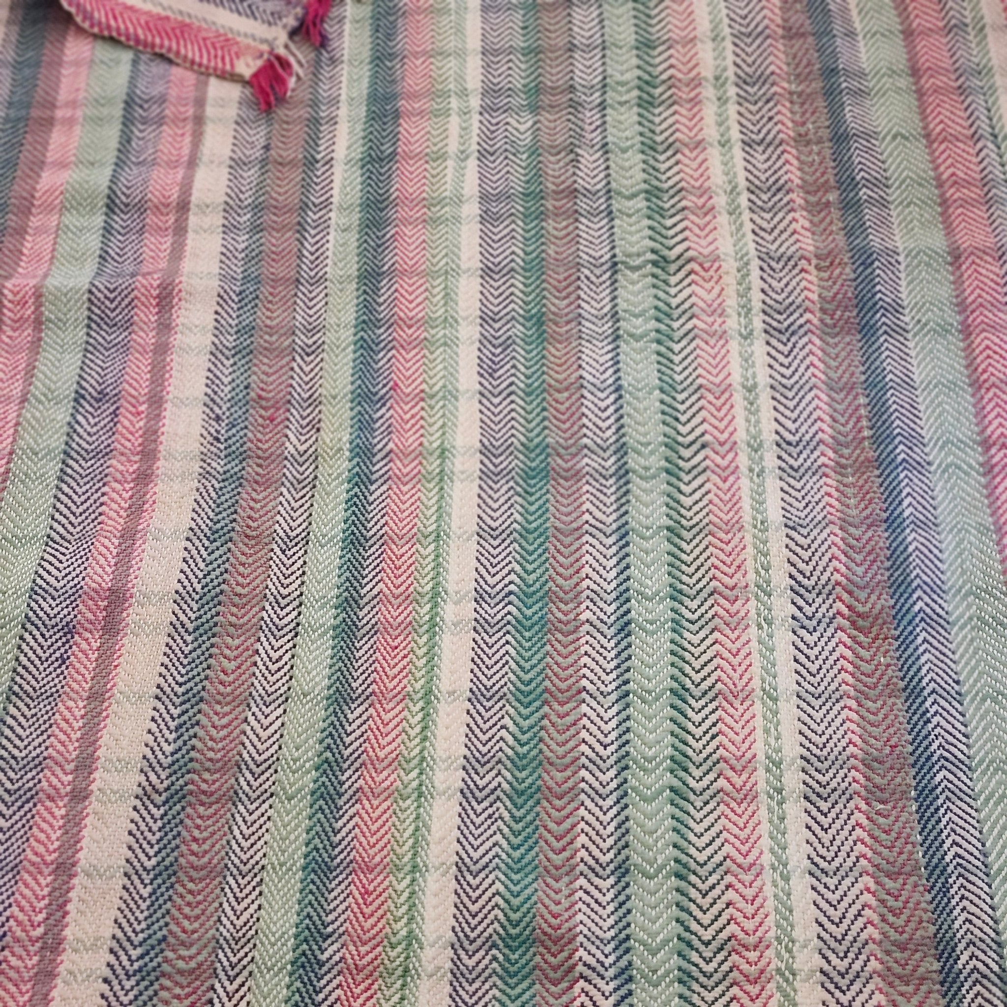 Vintage kantha quilt, faded colours, reverse side