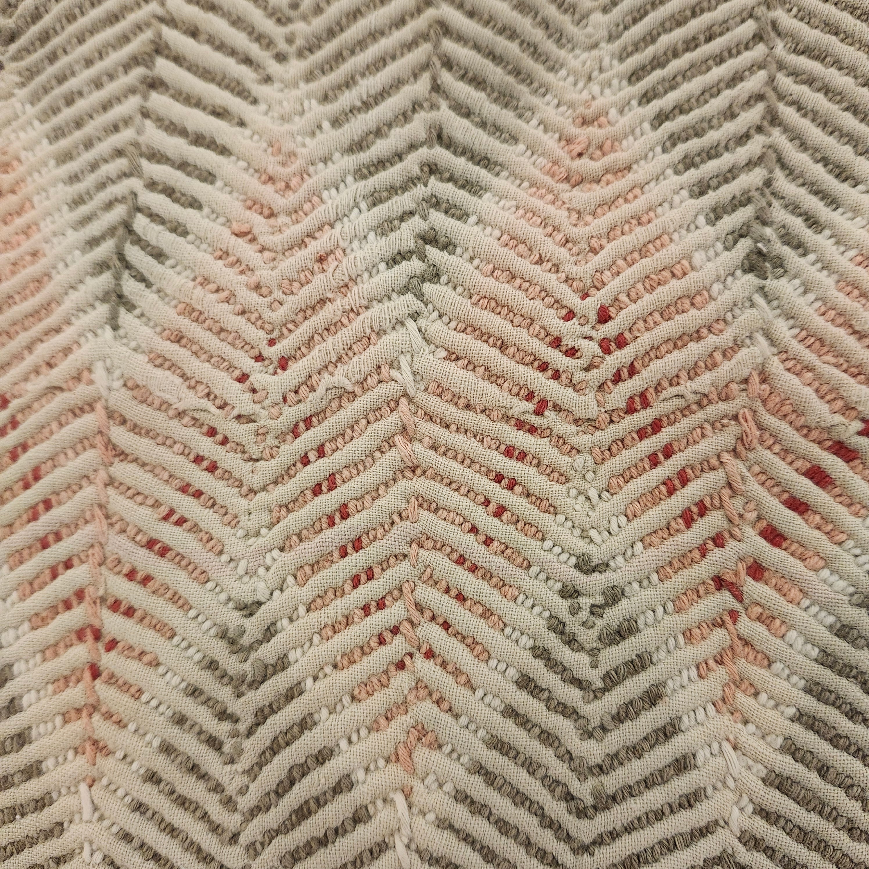Zigzag vintage kantha quilt, hand-stitched, styled