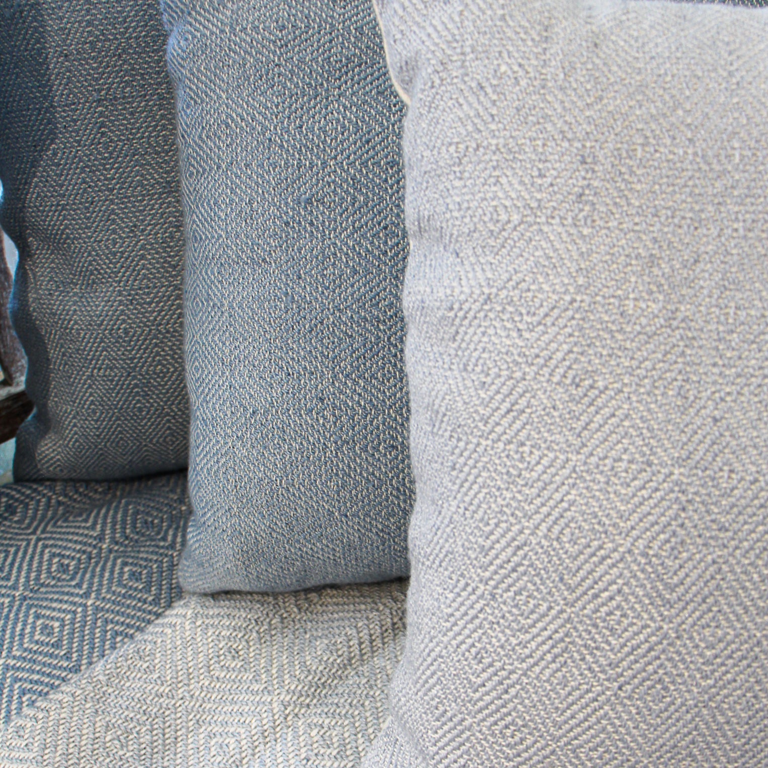 Weaver Green Capri diamond cushion in recycled plastic-bottle yarn