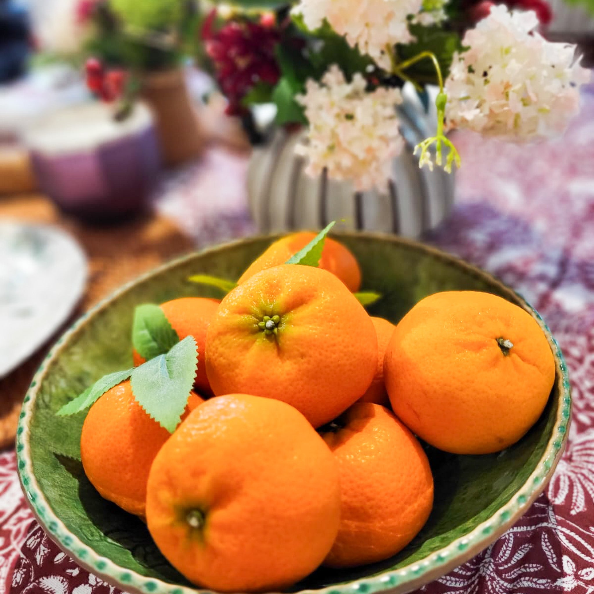 Sthal seaweed small serving bowl styled with oranges