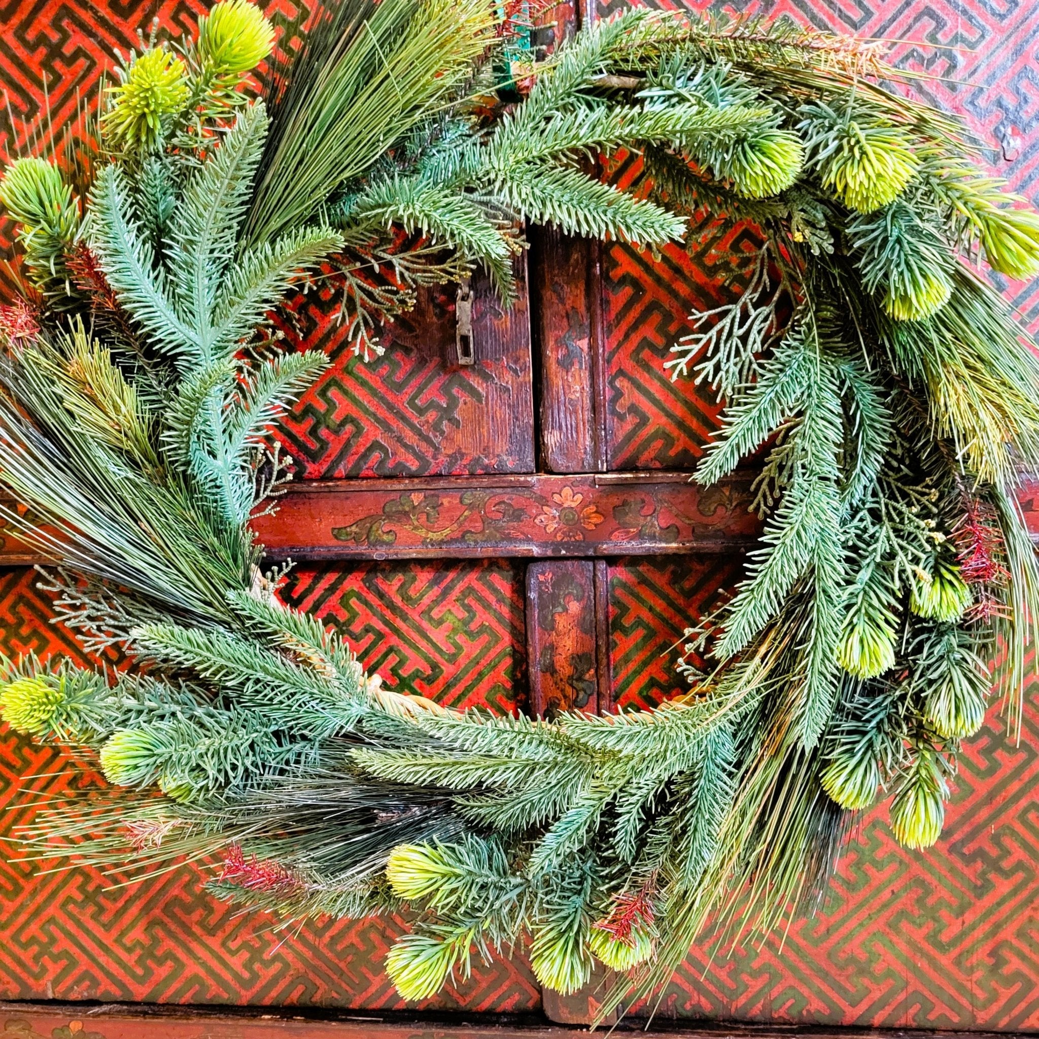 Faux fir Christmas wreath for a door