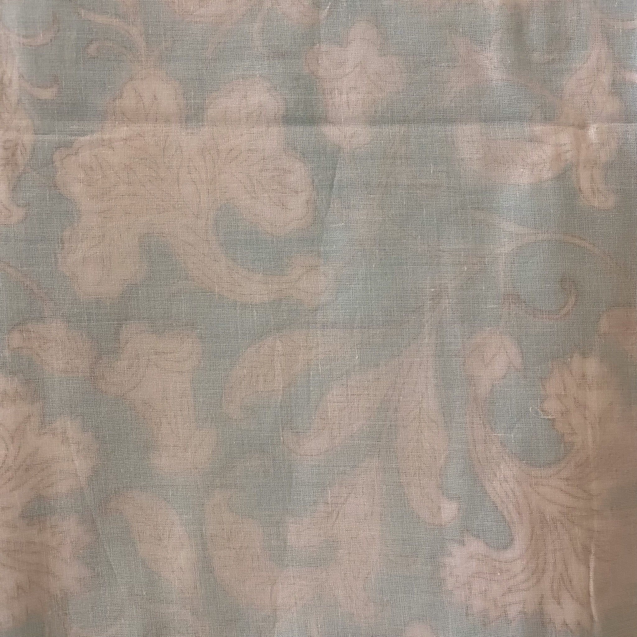 Single block-print cotton dohar blanket in aqua
