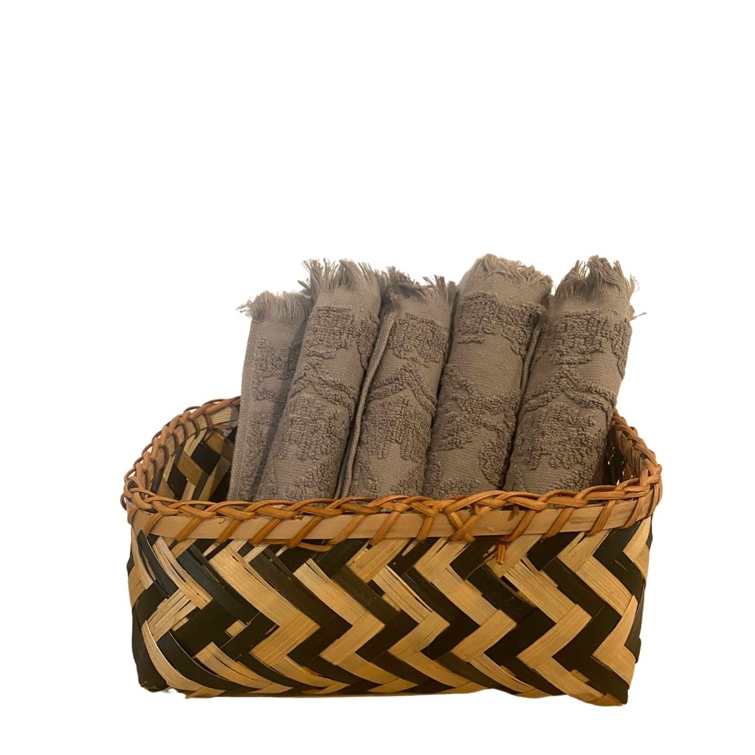 Set of 6 Bo jacquard cotton face towels in grey