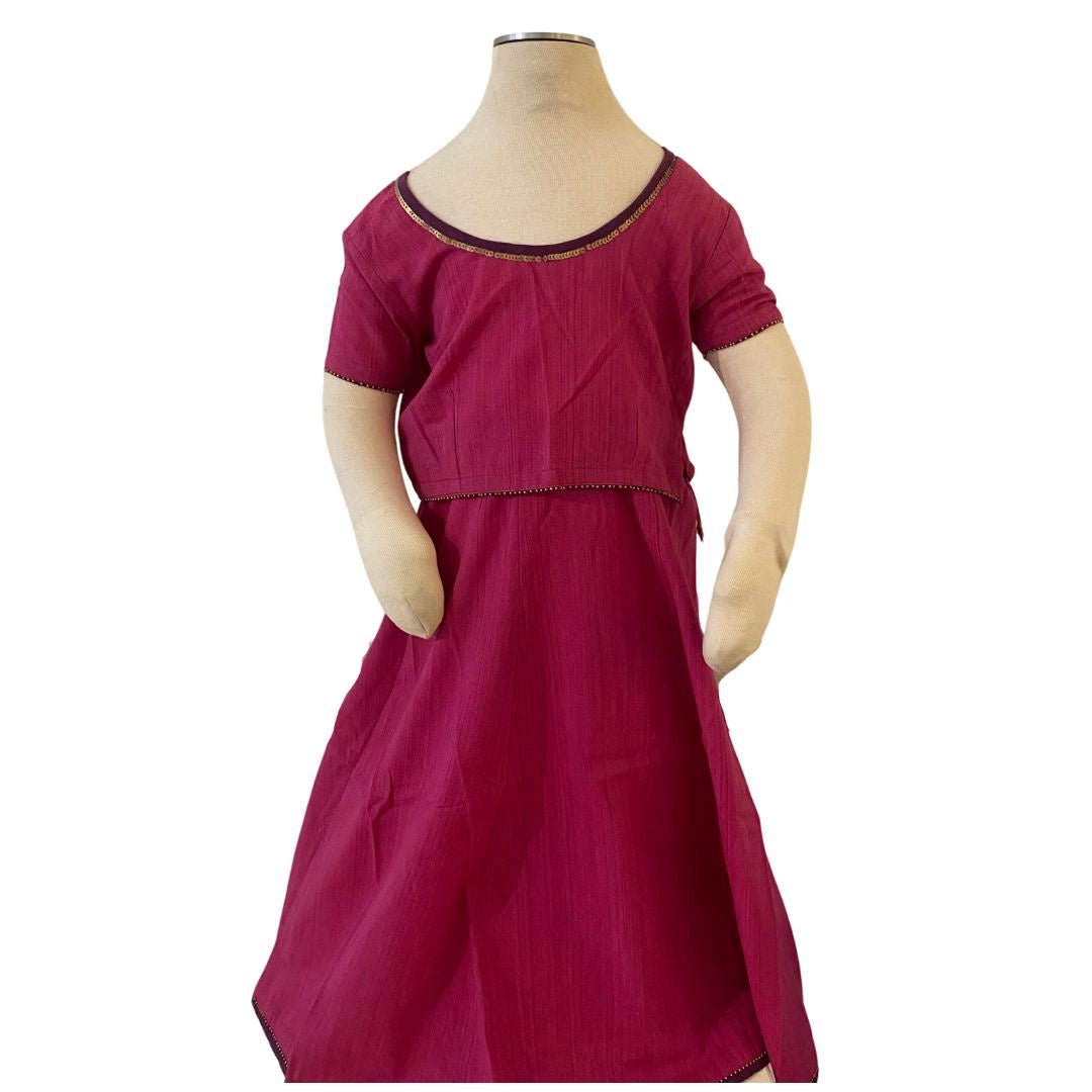 Children's Mangalgiri cotton skirt set with a sequin trim