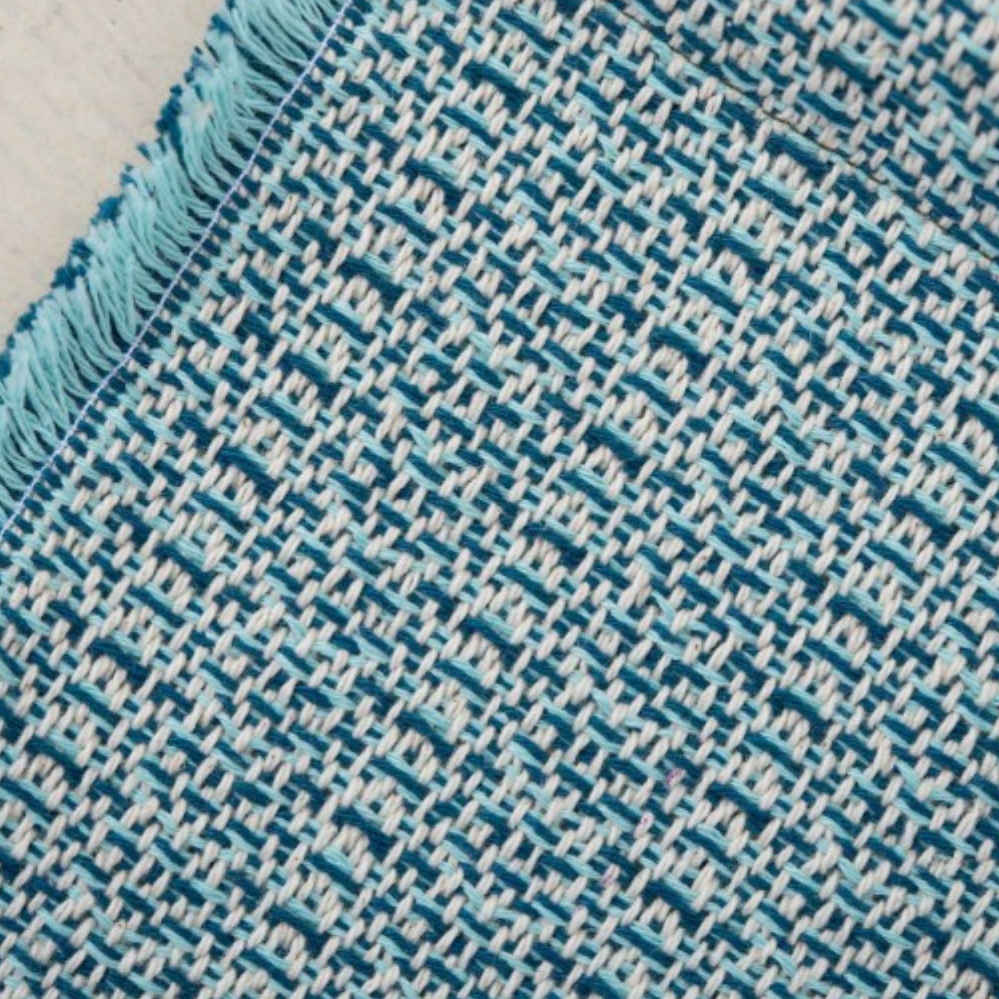 Recycled cotton placemat in mint and turquoise, 52 x 34 cm