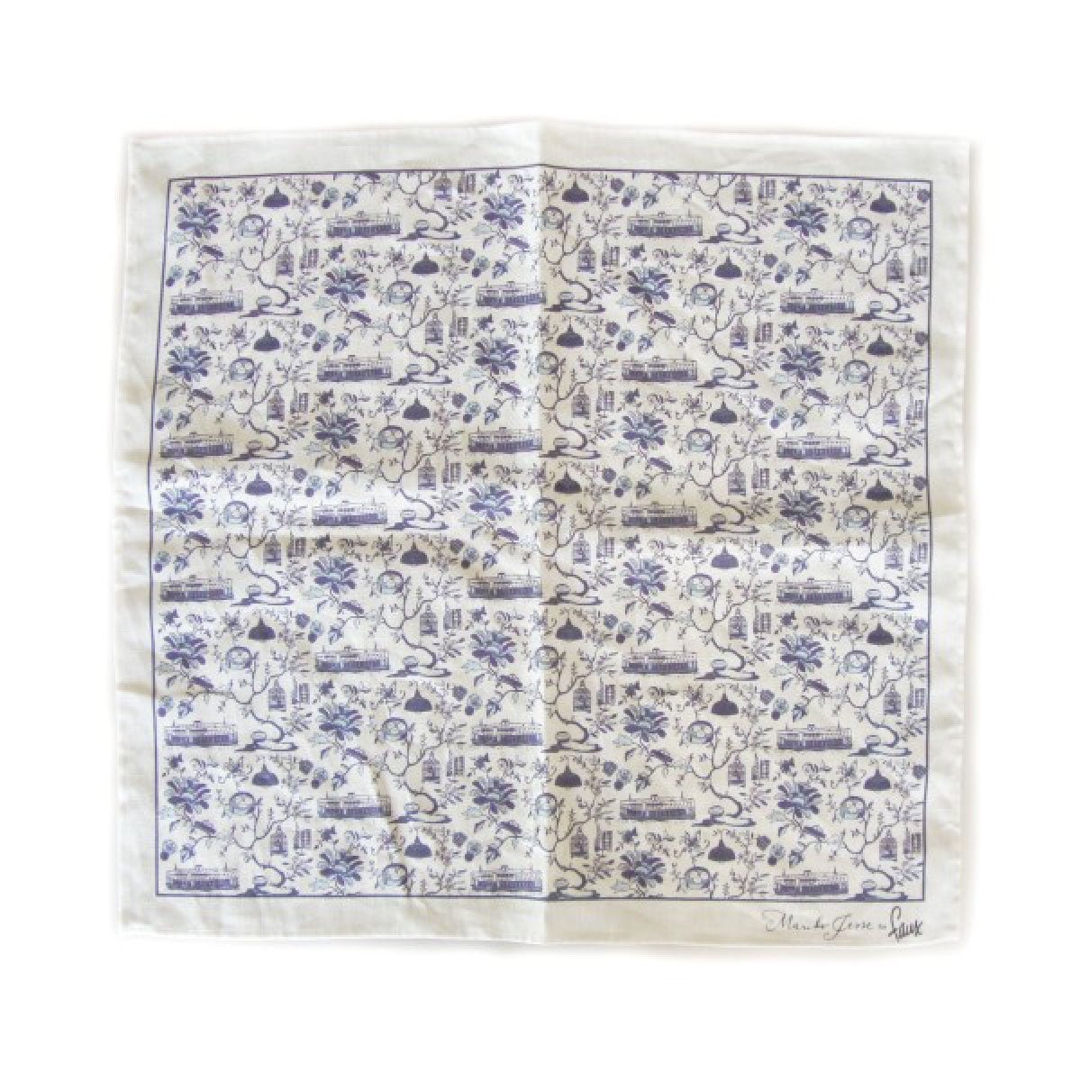 Blue HK Toile linen table napkin, Faux, styled