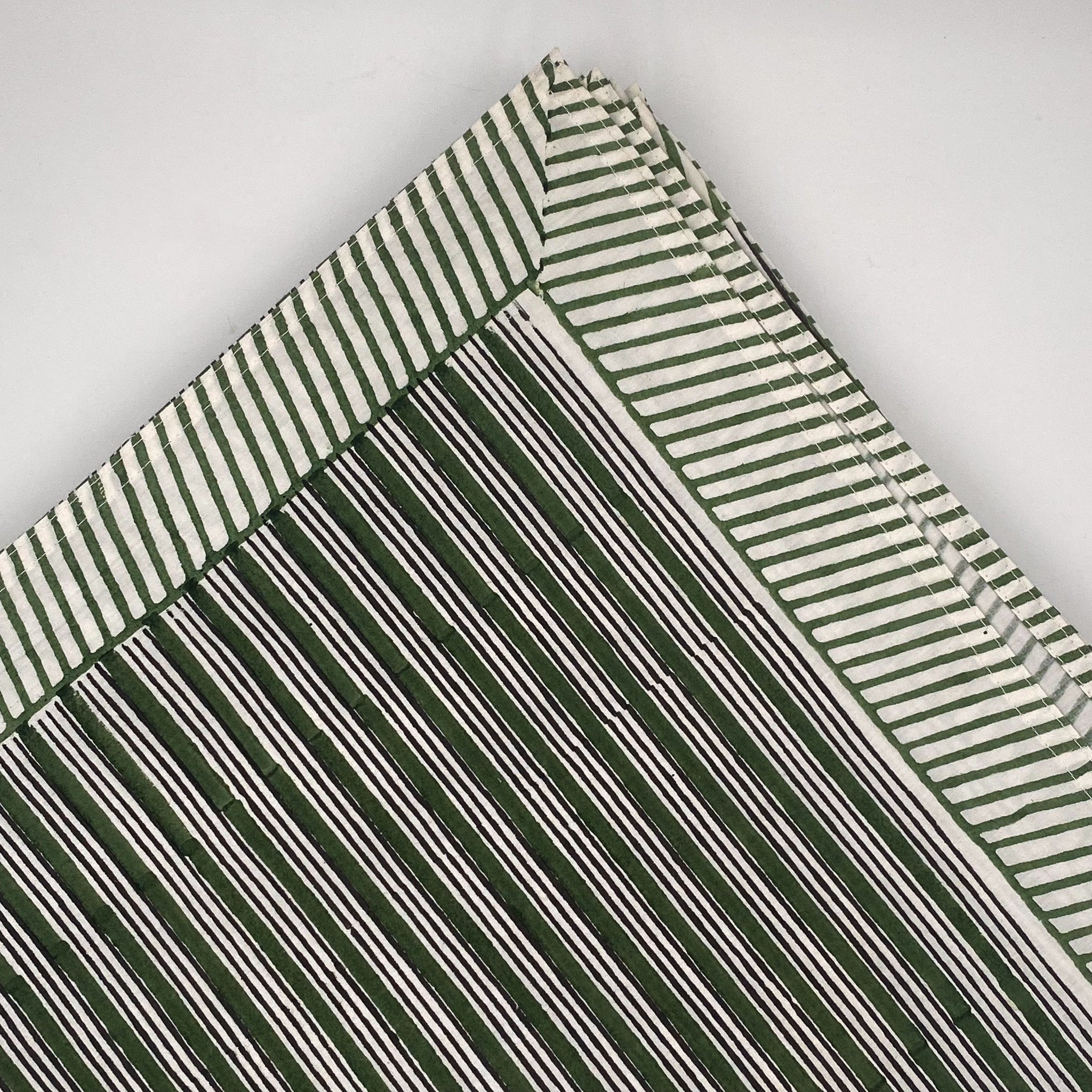 Irregular stripe block-print cotton tablecloth