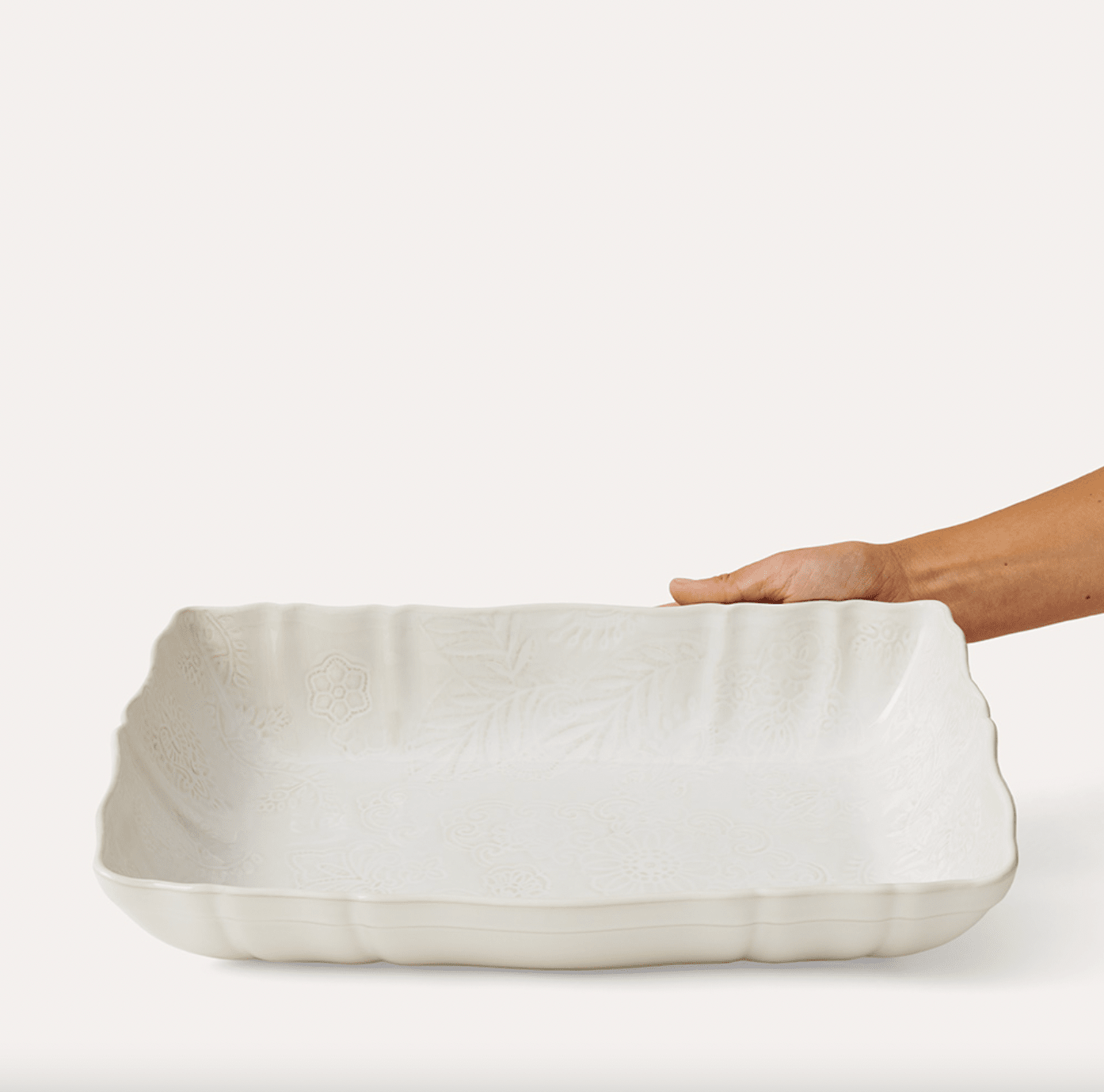 Large white gratin dish, ceramic, oven to table, 35.5 x 23.5 x 6.5 cm