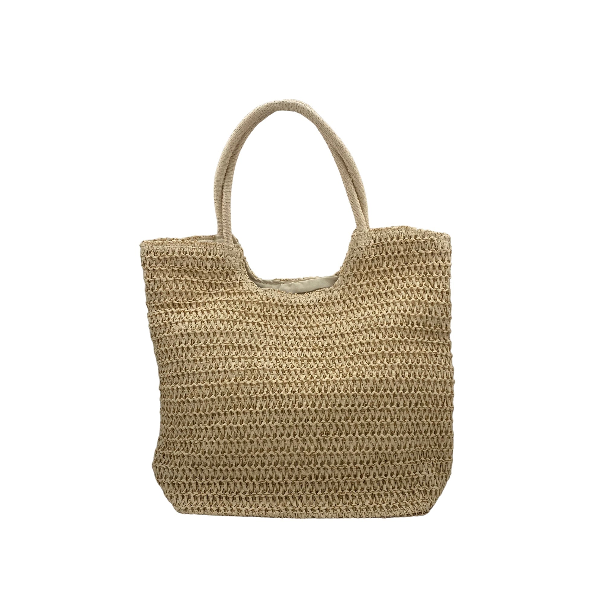 Plain raphia beach bag, handmade, zip closure and inside pocket
