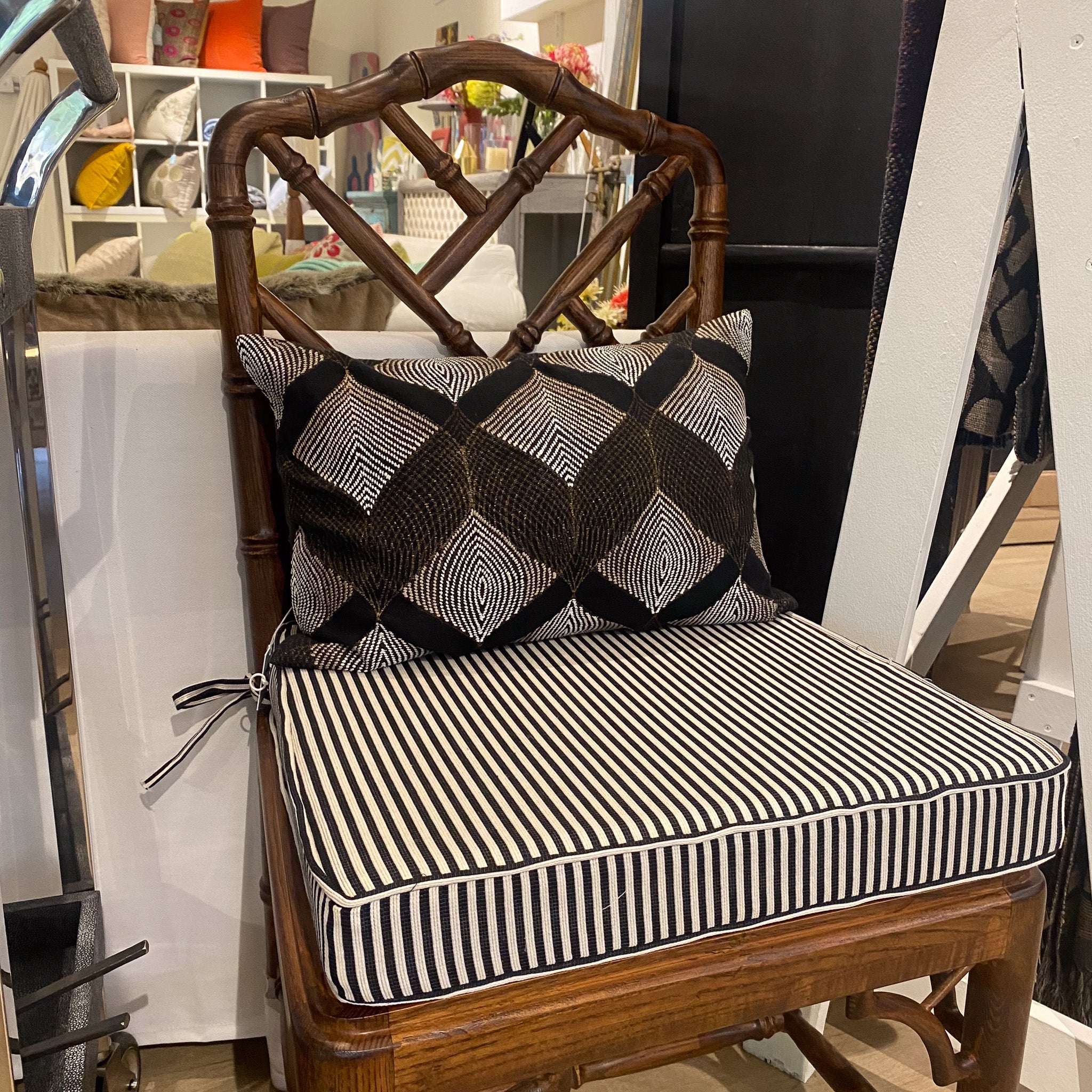 Striped Pimlico chair cushion, 48 x 46 cm, detail view