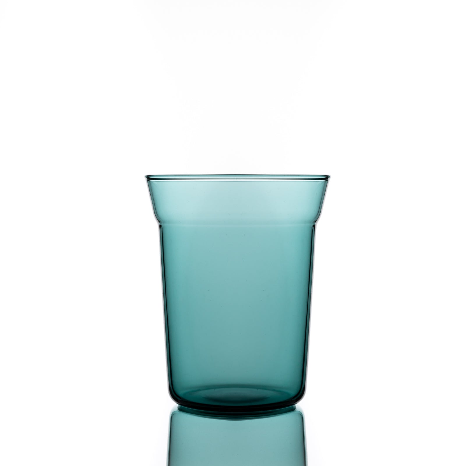 Angle taper glass in teal borosilicate, handmade set of 2, 225 ml