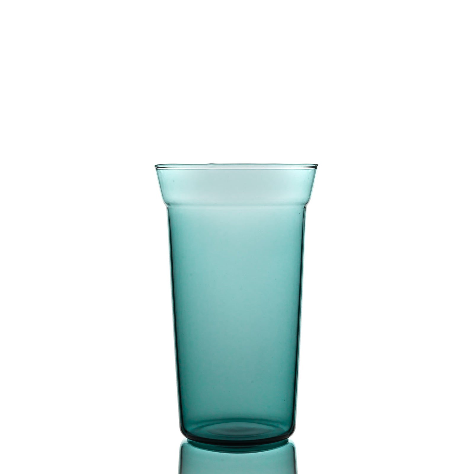 Angle highball glass in teal borosilicate, handmade set of 2, 375 ml