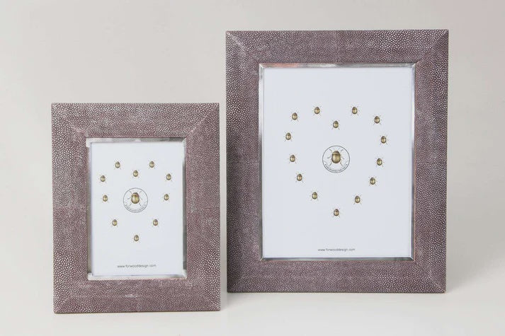 Bella photo frame in mulberry faux shagreen with stainless steel trim, 5 x 7 or 8 x 10 inch, Forwood Design