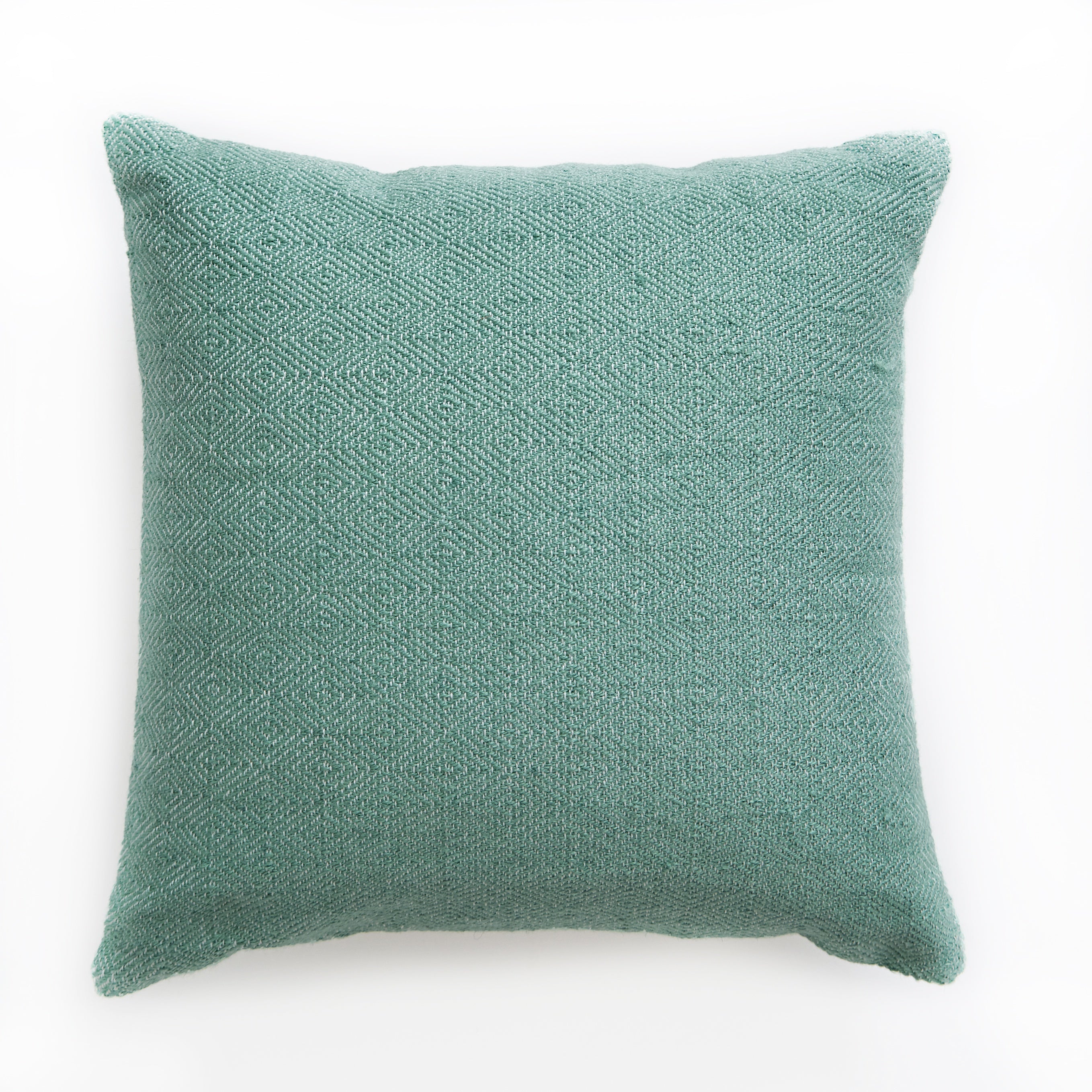 Aqua diamond-pattern cushion by Weaver Green, made from recycled plastic, 45 cm