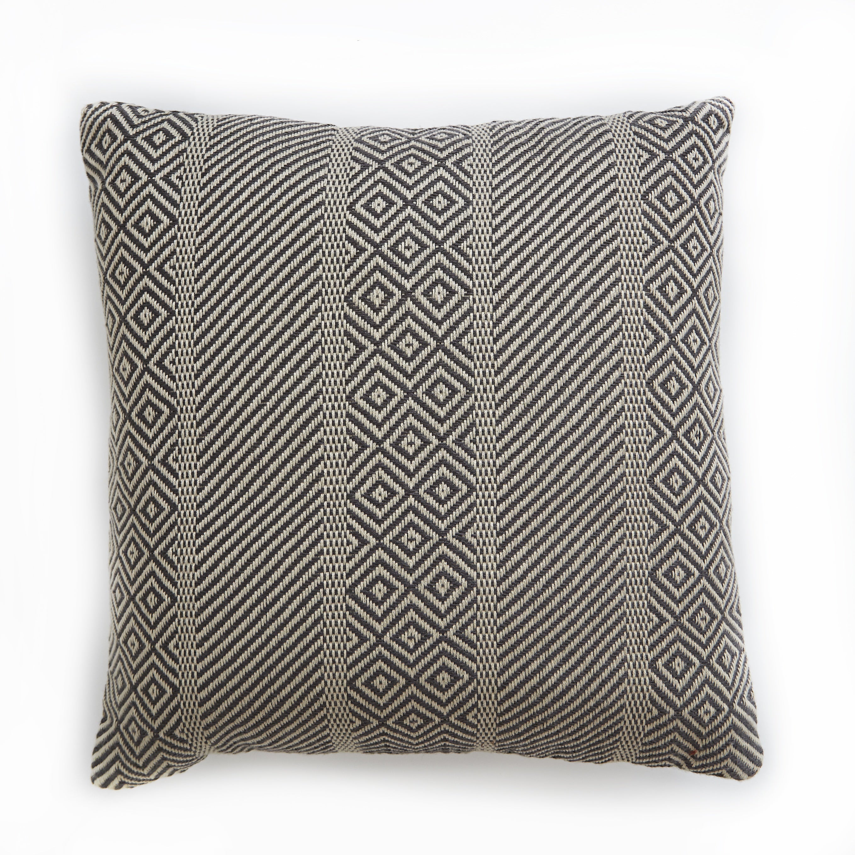 Minerva charcoal cushion in recycled-yarn weave
