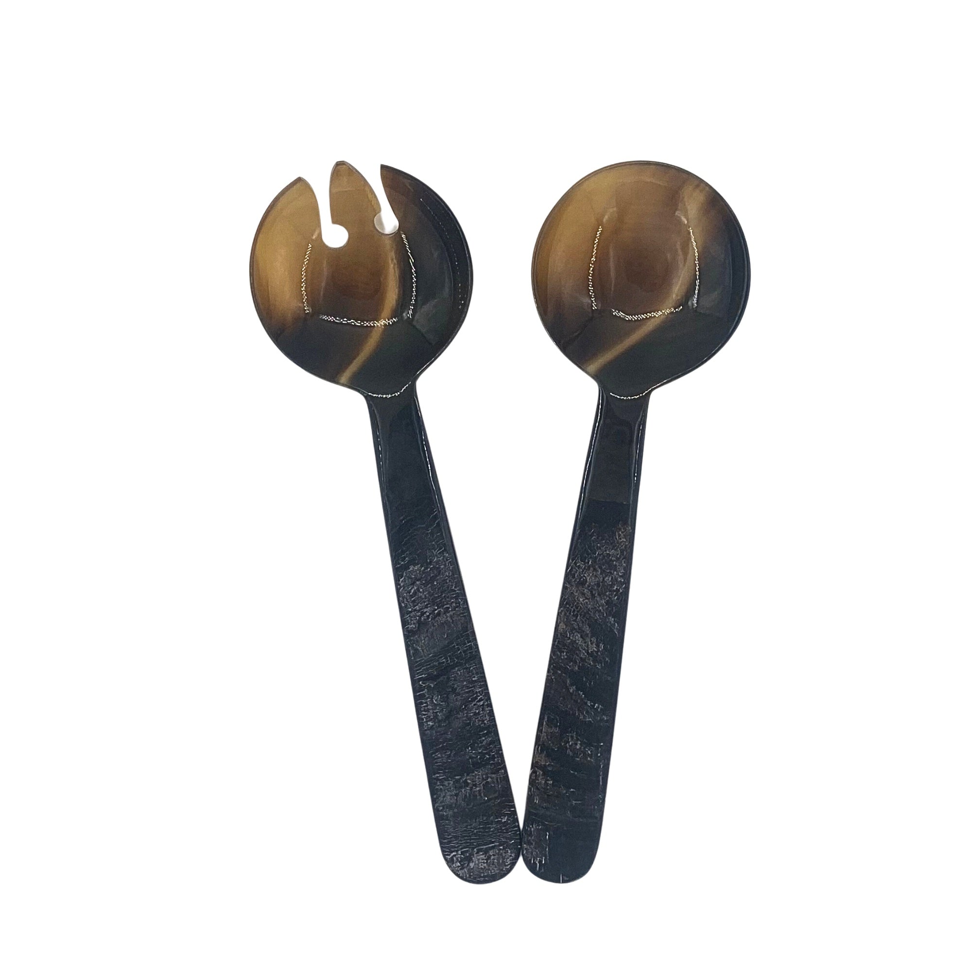 Pair of horn salad servers, handcrafted