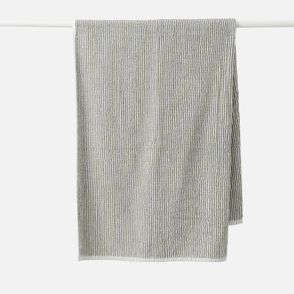 Stripe Organic Cotton Towel Olive Range