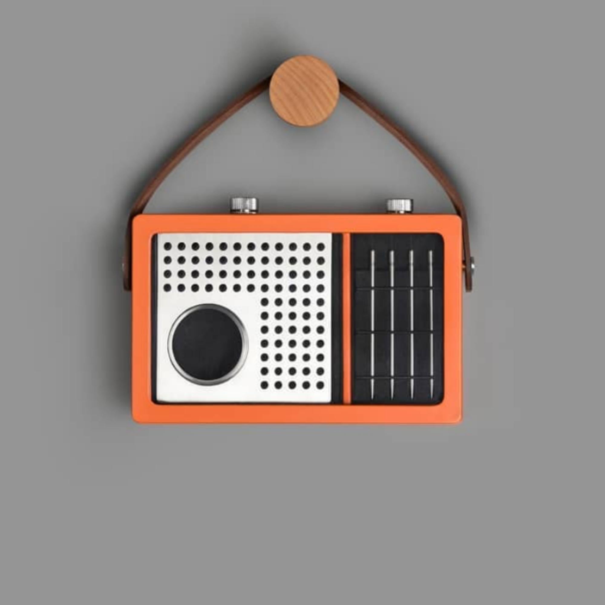 Radio Table Set in a leather case with steel napkin rings, coasters and fruit picks