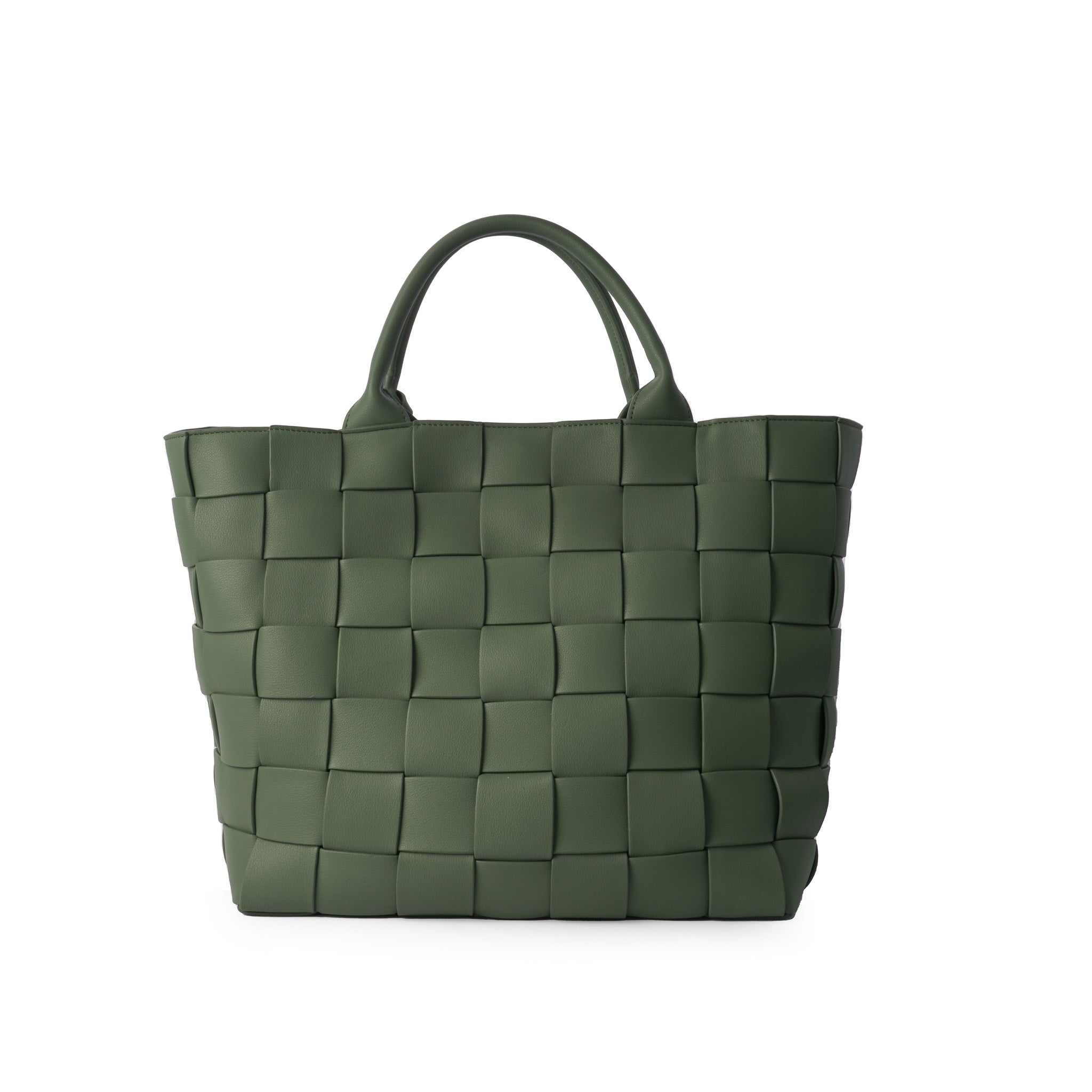 Green braided shopper with spacious compartments