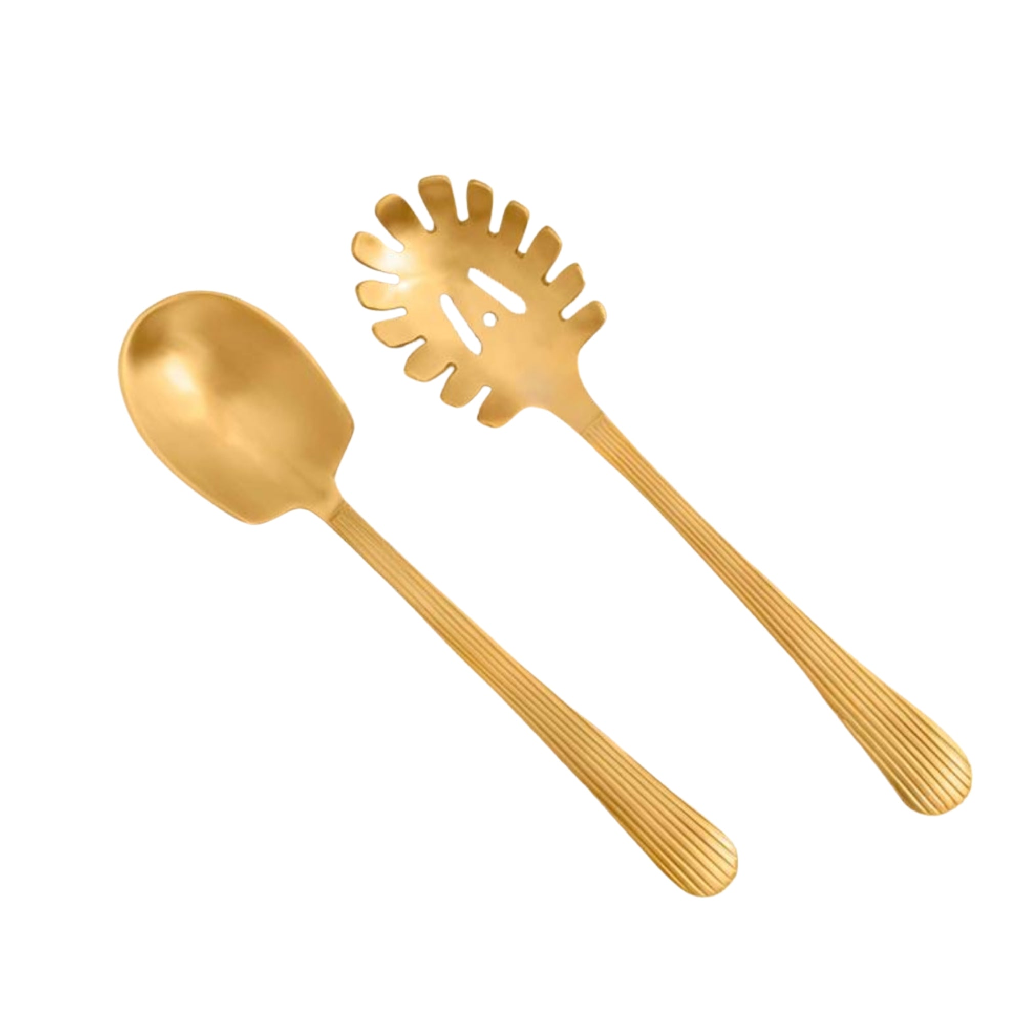 Celestial brass ladle set of 2 with a matte gold finish
