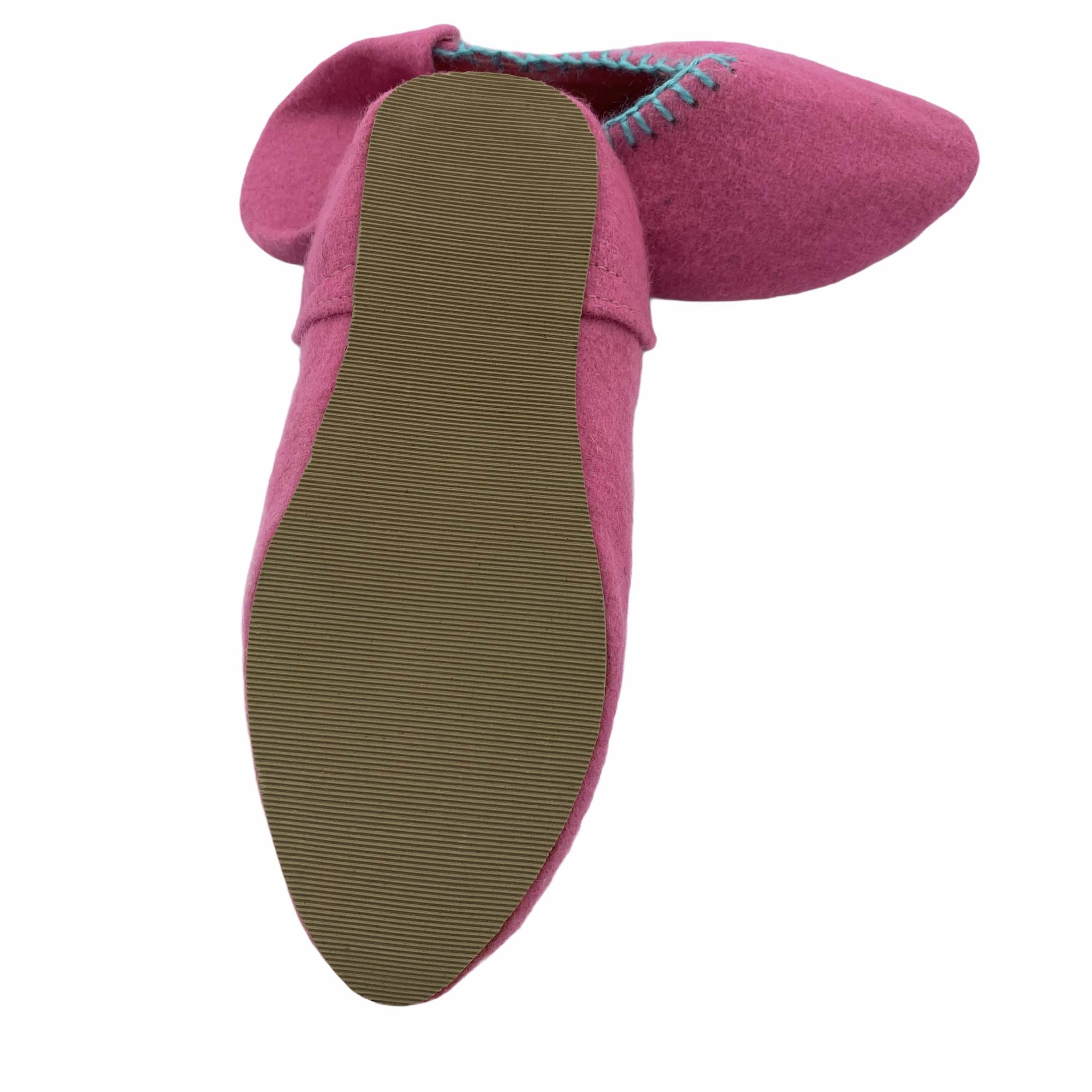 Children's felt slippers, wool, non-slip rubber soles, detail view