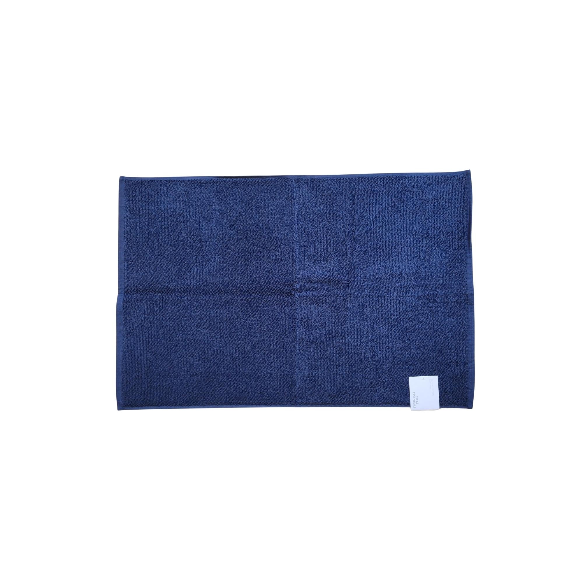 Navy organic terry cotton bath mat by Citta