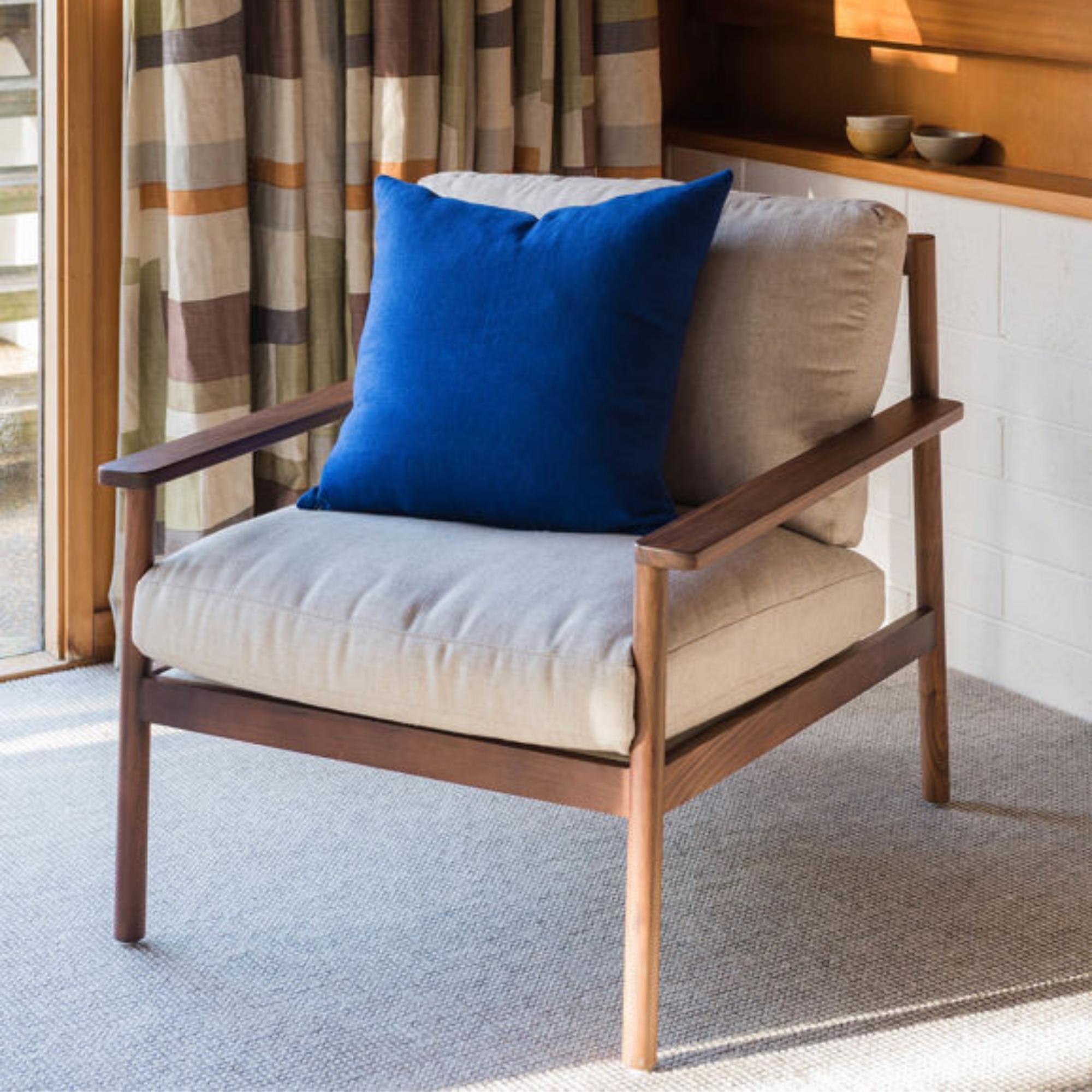Cobalt blue Alba cushion cover in a linen and cotton blend, 50 cm