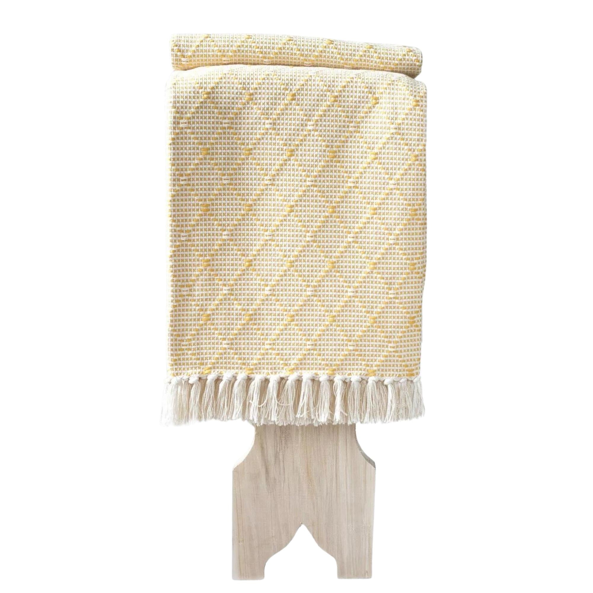 Portuguese mosaic recycled cotton throw in yellow, 180 x 150 cm