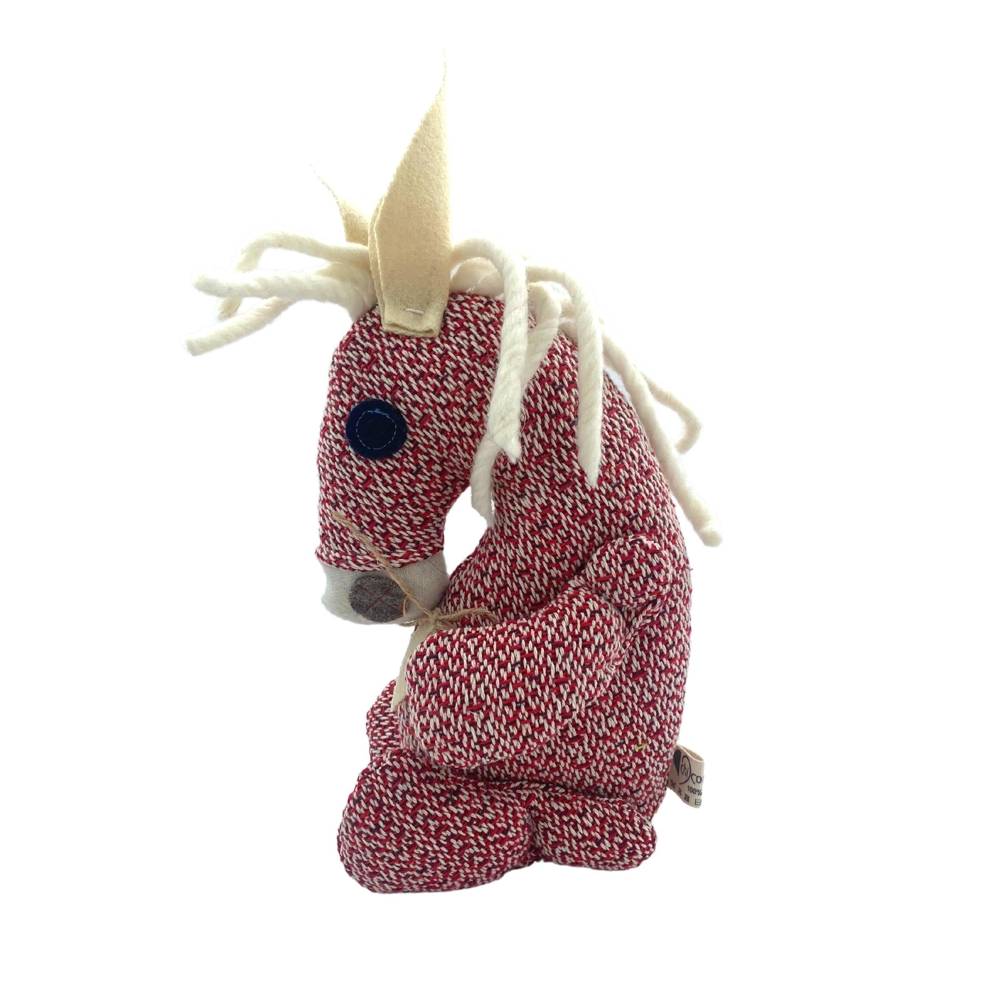 Cuddly wool pony with mixed patterns