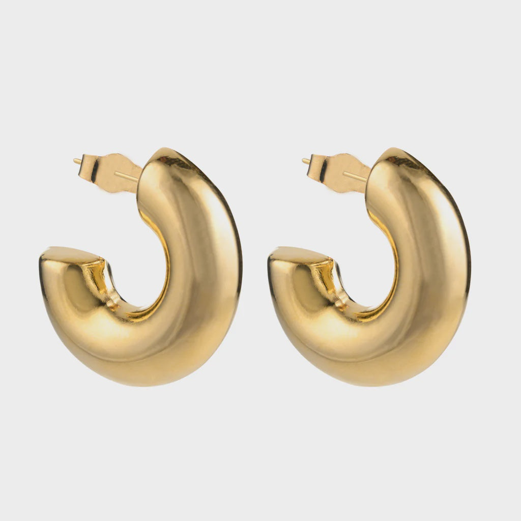 Missy chunky gold-plated hoop earrings by Luv and Bart, 30 mm, suitable for everyday wear
