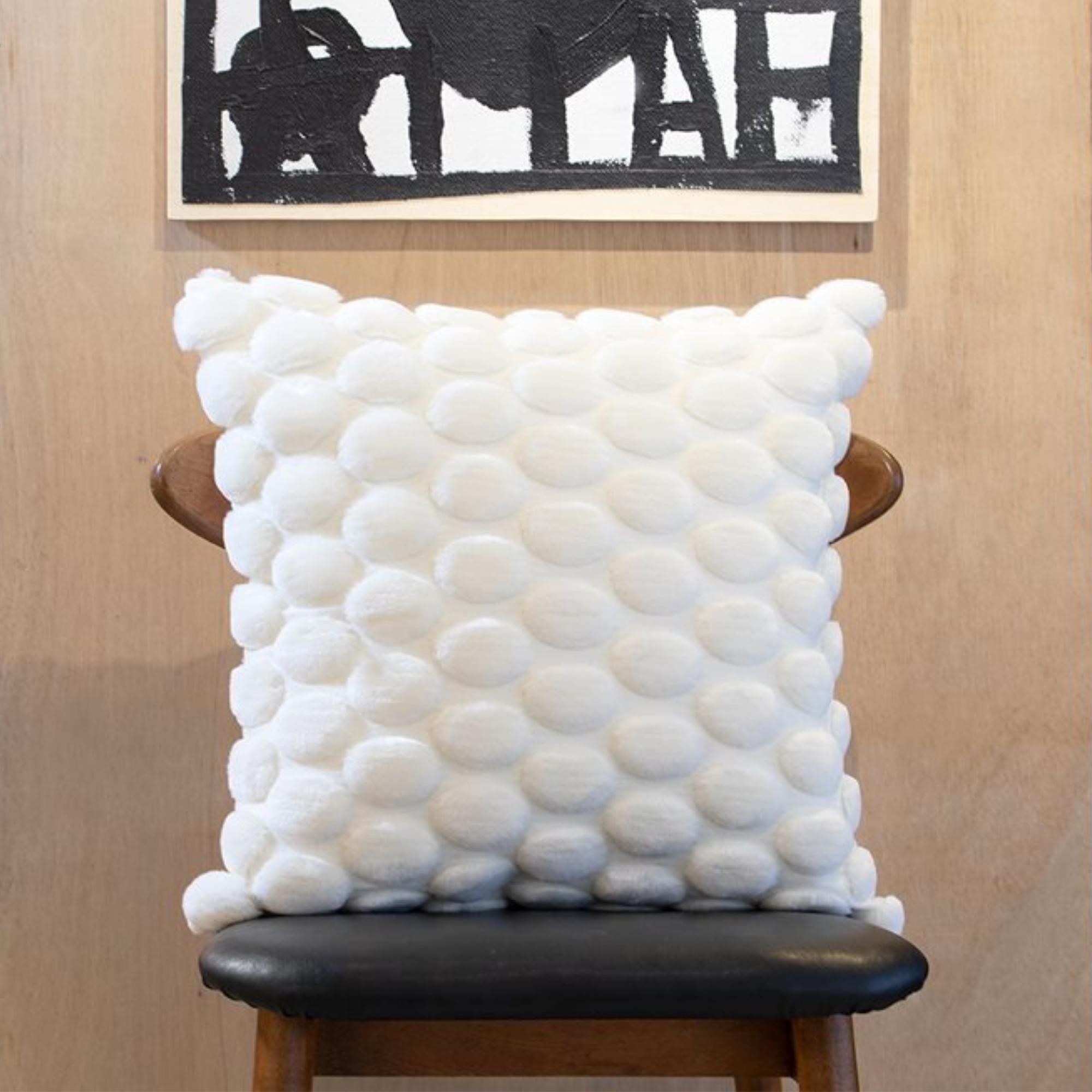 Egg Velvet Cushion in white by Ceannis, 50 x 50 cm, eggshell-pattern front with cotton velvet back