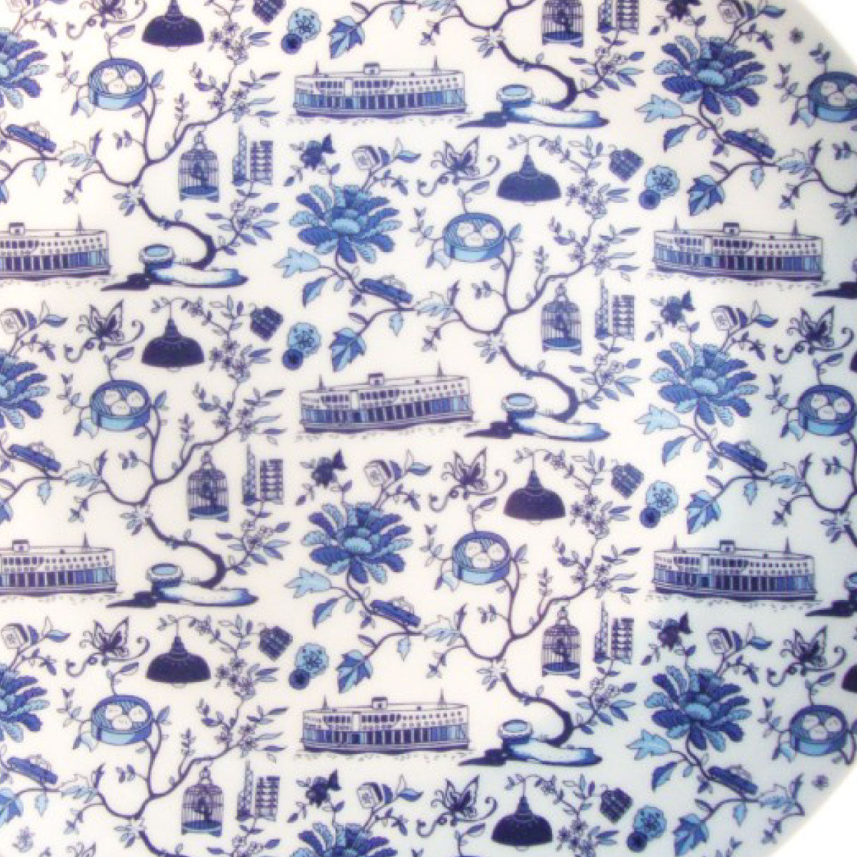 Faux Hong Kong Toile Series Plate Blue