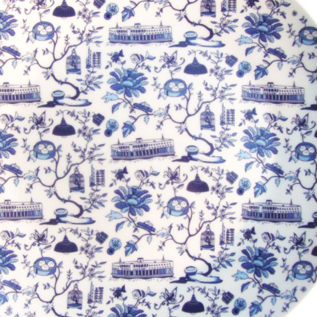 Faux Hong Kong Toile Series Plate Blue