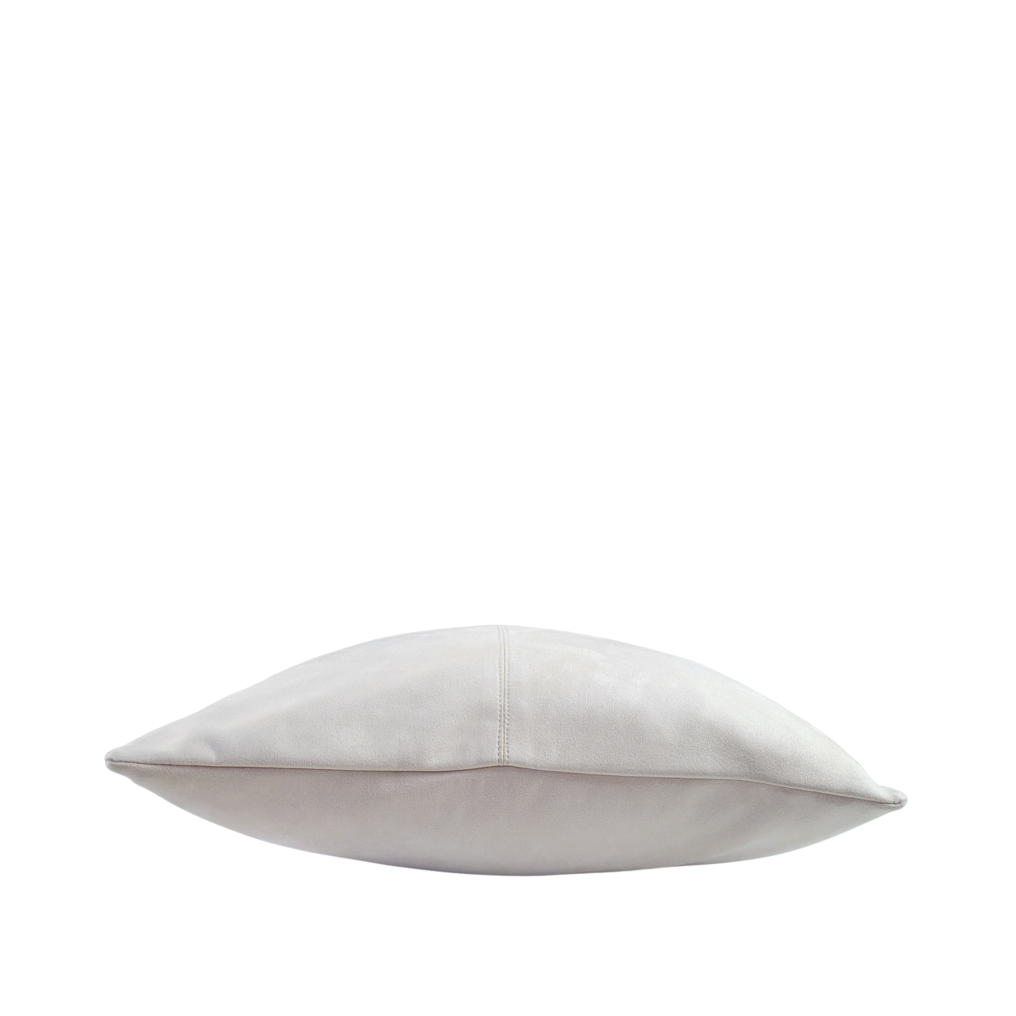 Faux suede sand cushion by Ceannis, 50 x 50 cm, styled view