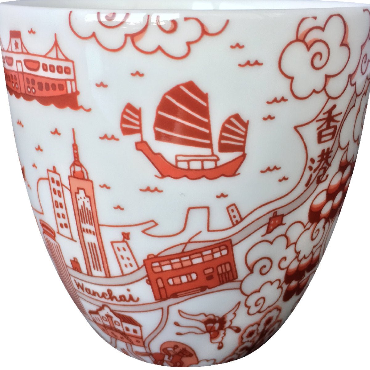 Faux Willow Series HK Chinese Tea Cup Red set/2