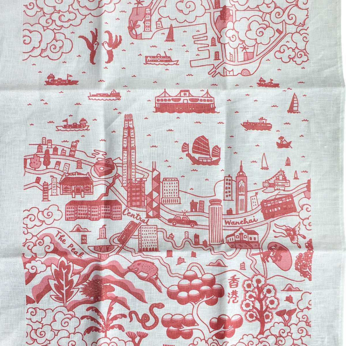 Faux Willow Series HK Tea Towel Red