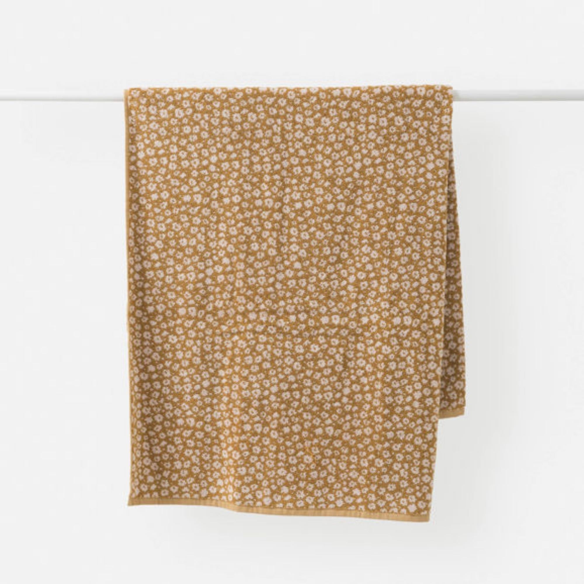Forget Me Not bath towel by Citta Design, 500gsm terry cotton in lemon