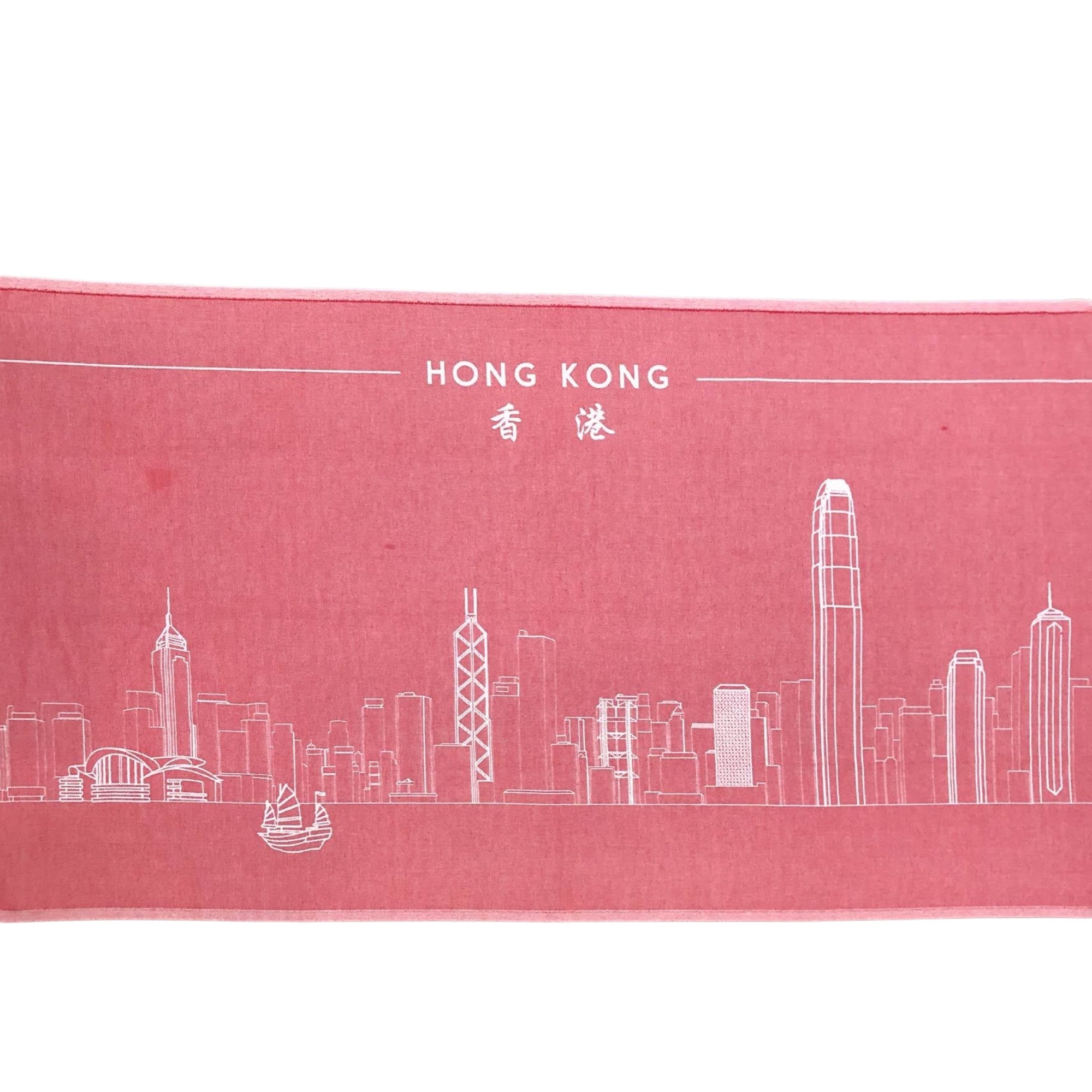 Hong Kong skyline woven cotton towel for beach, gym or wall hanging