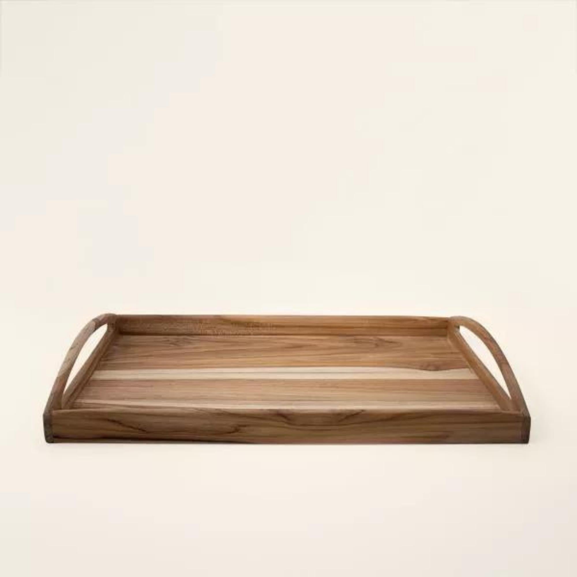 In Teak large teak wooden tray, handmade, detail view
