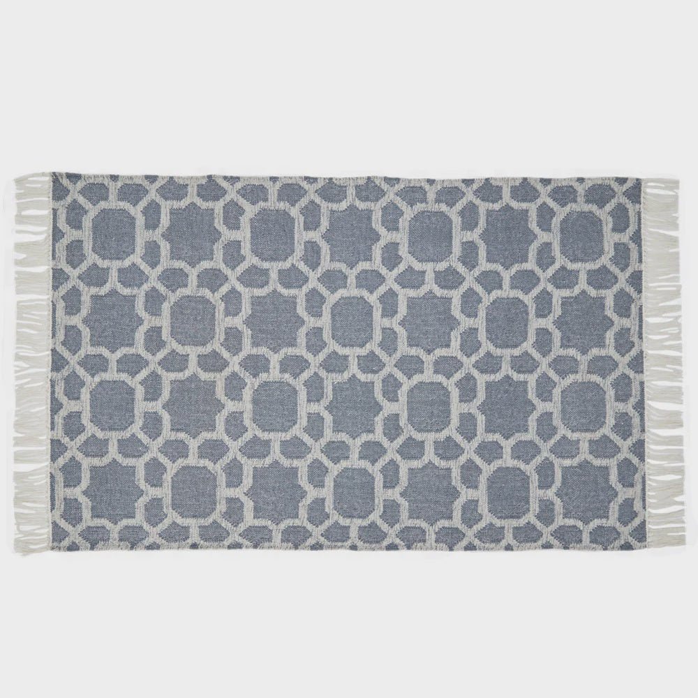 Kasbah Ink rug, blue, made from recycled bottles, indoor and outdoor, detail
