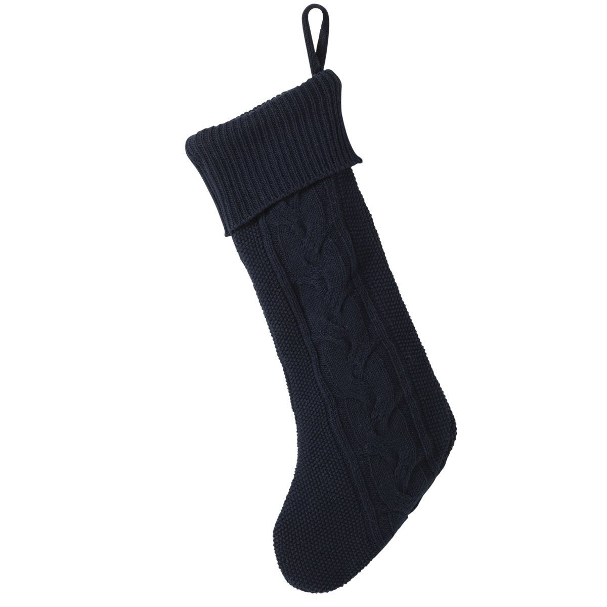 Navy knitted cotton Christmas stocking by Citta, 55 cm high