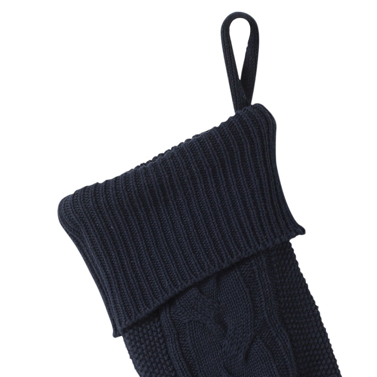 Knitted Stripe christmas Stocking Navy