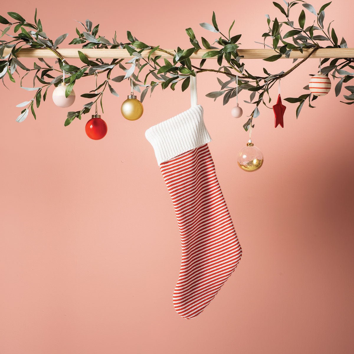 Knitted Stripe christmas Stocking Navy