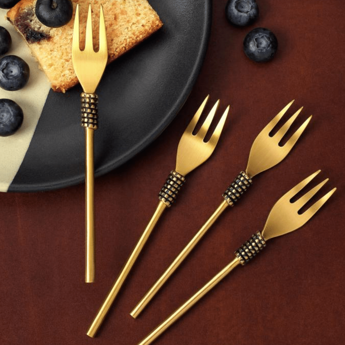Masai gold brass dessert fork, handcrafted, 15 cm