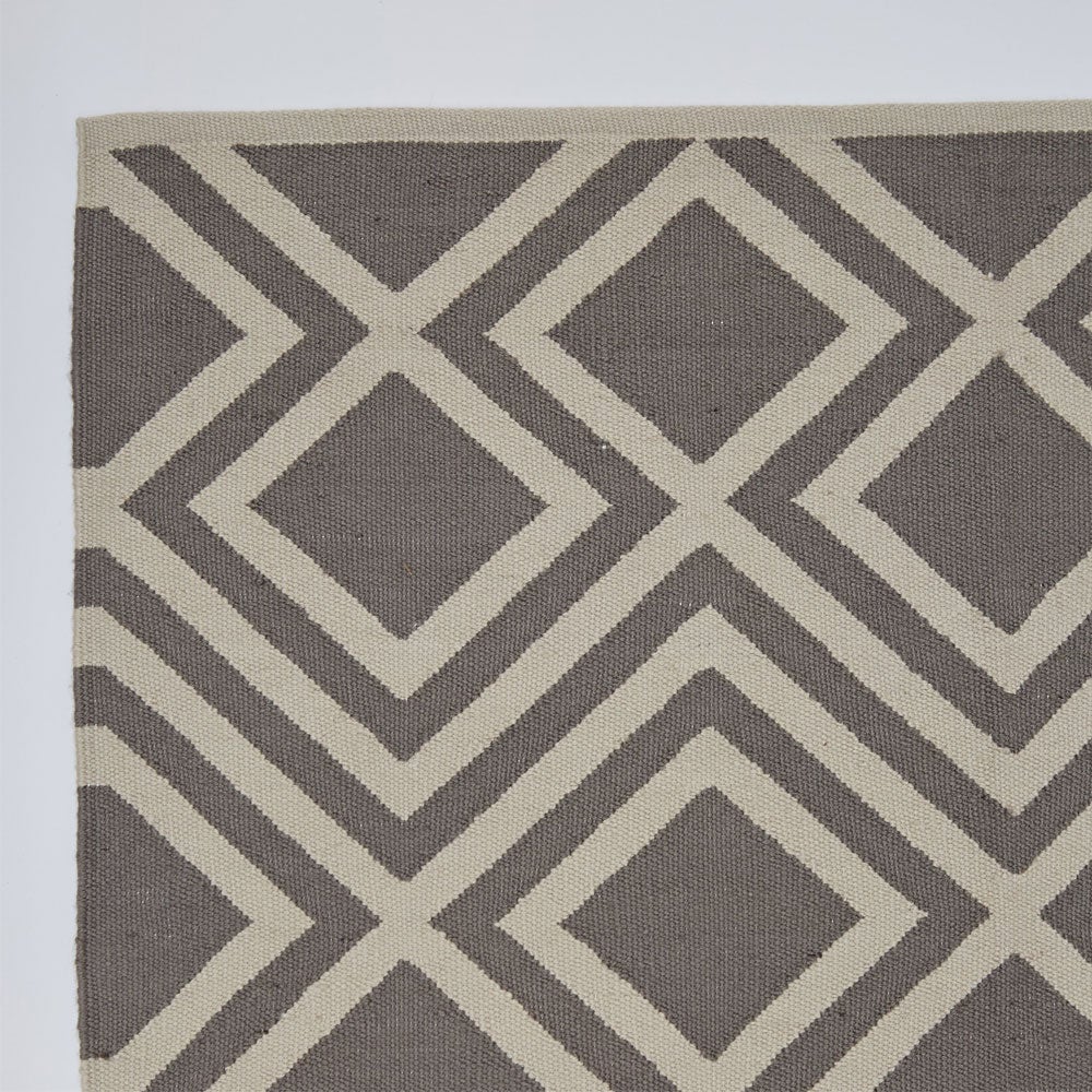 Monsoon Iris teal rug, flat weave, close-up detail